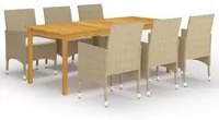 Set Mobili da Pranzo per Giardino 7 pz Beige