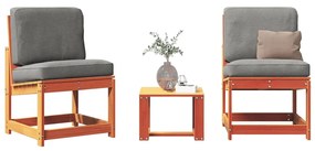 Set Salotto Da Giardino 3 Pz Marrone Cera Legno Massello Pino /