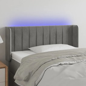 Testiera Grigio Chiaro A Led 103x16x78/88 Cm İn Velluto /