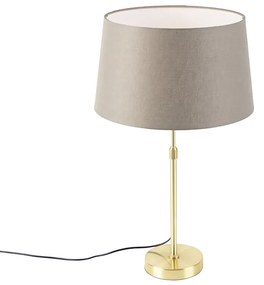 Lampada da tavolo oro/ottone con paralume in lino color tortora 35 cm - Parte