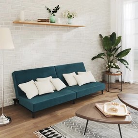 Divano Letto A 2 Posti Blu İn Velluto /