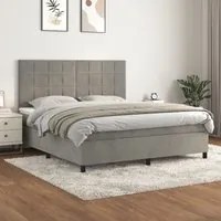 Giroletto a Molle con Materasso Grigio Chiaro 180x200cm Velluto 3143037