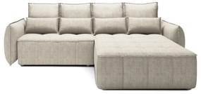 Divano angolare beige allungabile/con contenitore (con penisola a destra/con chaise lounge) e rivestimento in velluto Campo – ELTAP