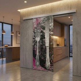 Porta scorrevole sinistra Posate in vetro multicolore, L 88 x H 215 cm, con binario Meli