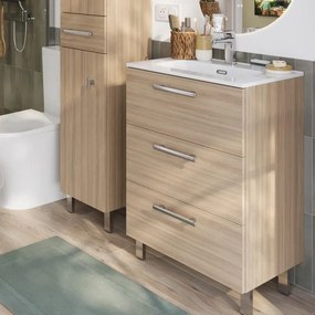 Base Remix 3 cassetti, L60 X P39 X H57.7 cm rovere chiaro, con piedini