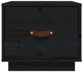 Comodino nero 40x34x35 cm in legno massello di pino