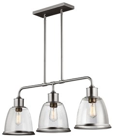 Lampadario Contemporaneo Hobson Acciaio Nichel Satinato 3 Luci E27