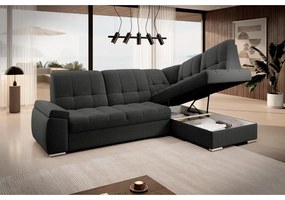 Divano angolare grigio scuro allungabile/con contenitore (con penisola a destra/a L) Sado – ELTAP