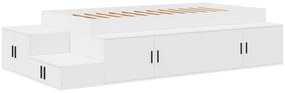 Telaio letto magazzino set di 3 bianco legno massello, truciolare