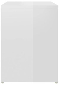 Comodino Bianco Lucido 40x30x40 cm in Legno Multistrato