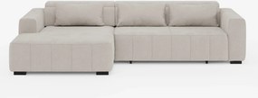 Doric Divano angolare con penisola e sedute allungabili con relax elettrico - poggiatesta reclinabili in tessuto smacchiabile T23