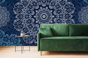 Carta da parati – Mandala blu con motivo astratto