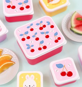A Little Lovely Company - set di quattro scatole merenda - ciliegie