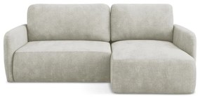 Divano angolare color crema allungabile/con contenitore (con penisola a destra/con chaise lounge) con rivestimento in ciniglia Lilo – Makamii