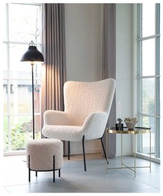 Poggiapiedi color crema con rivestimento in bouclé Alford – House Nordic