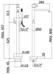 Paffoni Joker Jk032 Miscelatore Vasca A Pavimento Con Deviatore E Doccetta e flessibile 150 cm Senza Base Cromo