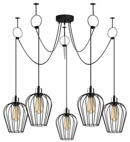 Lampadario a sospensione con filo TEL 5xE27/40W/230V ragno