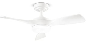 Ventilatore Metallo Bianco Lucido Led 18W 3 Pale Legno Massiccio Bianco Sirio