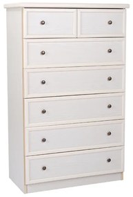 Cassettiera 6 cassetti in legno 80x125h cm patinata Panna