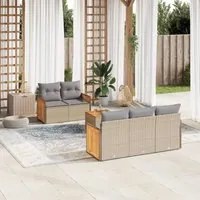 Set Divano da Giardino 6 pz con Cuscini Beige in Polyrattan 3259868