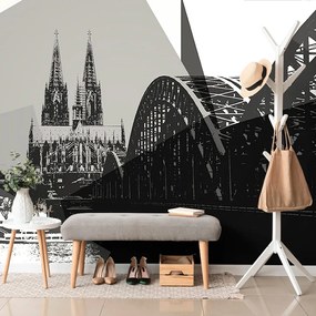 Carta da parati – Illustrazione in bianco e nero della città di Colonia