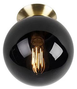 Plafoniera Art Déco ottone con vetro nero - Pallon