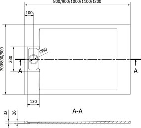 Mexen Otto piatto doccia rettangolare SMC 100 x 90 cm, nero - 4N709010