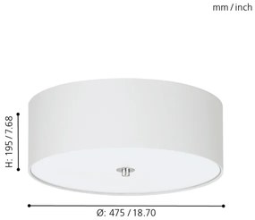 Eglo 94918 - Plafoniera PASTERI 3xE27/60W/230V