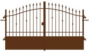 Cancello manuale battente Civetta in ferro, apertura centrale, L 308.5, H 150-180 cm, di colore ruggine