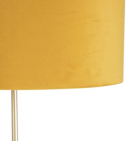 Lampada da terra oro / ottone paralume velluto giallo 40/40 cm - PARTE