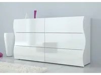 Com 6 cassetti sagomati in finitura bianco laccato lucido, linea onda, ZTC21062501