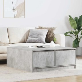 Tavolino Da Salotto Con Cassetti Grigio Cemento 100x100x40 Cm /