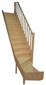 Scala a rampa ¼ di giro Delphis Destra larghezza 83 cm, struttura in legno abete naturale, gradini in legno grezzo