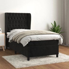 Giroletto A Molle Con Materasso Nero 80x200 Cm İn Velluto /