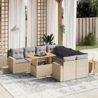 Set Divano da Giardino 9 pz con Cuscini Beige in Polyrattan 3271241