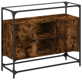 Credenza piano vetro rovere fumo 98x35x81cm legno multistrato