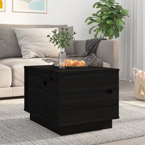 Tavolino da salotto nero 40x50x35 cm legno massello di pino