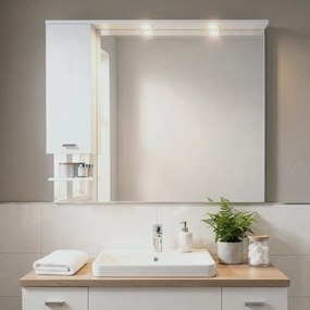 Specchio con illuminazione integrata bagno rettangolare Rimini L 100 x H 108 x P 18.5 cm bianco