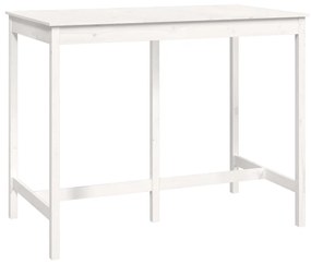 Tavolo da bar bianco 140x80x110 cm in legno massello di pino