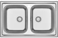 Lavello da cucina in acciaio inox modello LS05 con due vasche 80x50 cm