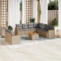 Set Divano da Giardino 10 pz con Cuscini Beige Misto Polyrattan 3226108