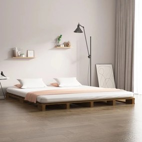 Letto a pallet marrone 150x200cm massello di pino 5ft king size