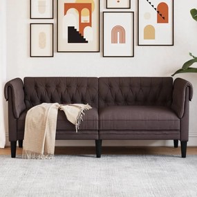 Divano Chesterfield A 2 Posti Marrone Scuro İn Tessuto /