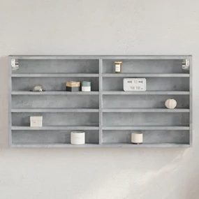 Armadietto Vetrina Grigio Cemento 100x8,5x50 Cm Multistrato /
