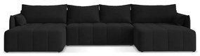 Divano angolare nero allungabile/con contenitore (a U) Moku – Makamii