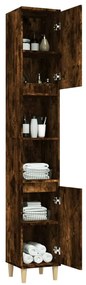 Armadietto bagno rovere fumo 30x30x190 cm in legno multistrato