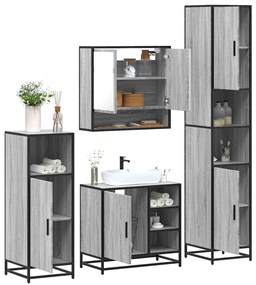 Set Mobili Da Bagno 4 Pz Grigio Sonoma İn Legno Multistrato /