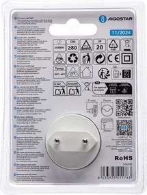 Aigostar - Lampada notturna LED con sensore LED/0,5W/230V 3000K