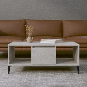 Tavolino Salotto Grigio Cemento 90x50x36,5 Cm Legno Multistrato /