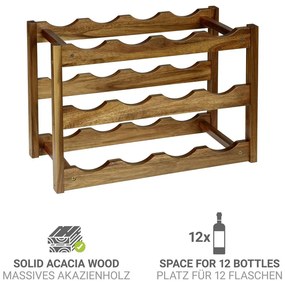 Portabottiglie di colore naturale in acacia massiccia numero di bottiglie 12 42x28x21 cm Fondi – Wenko